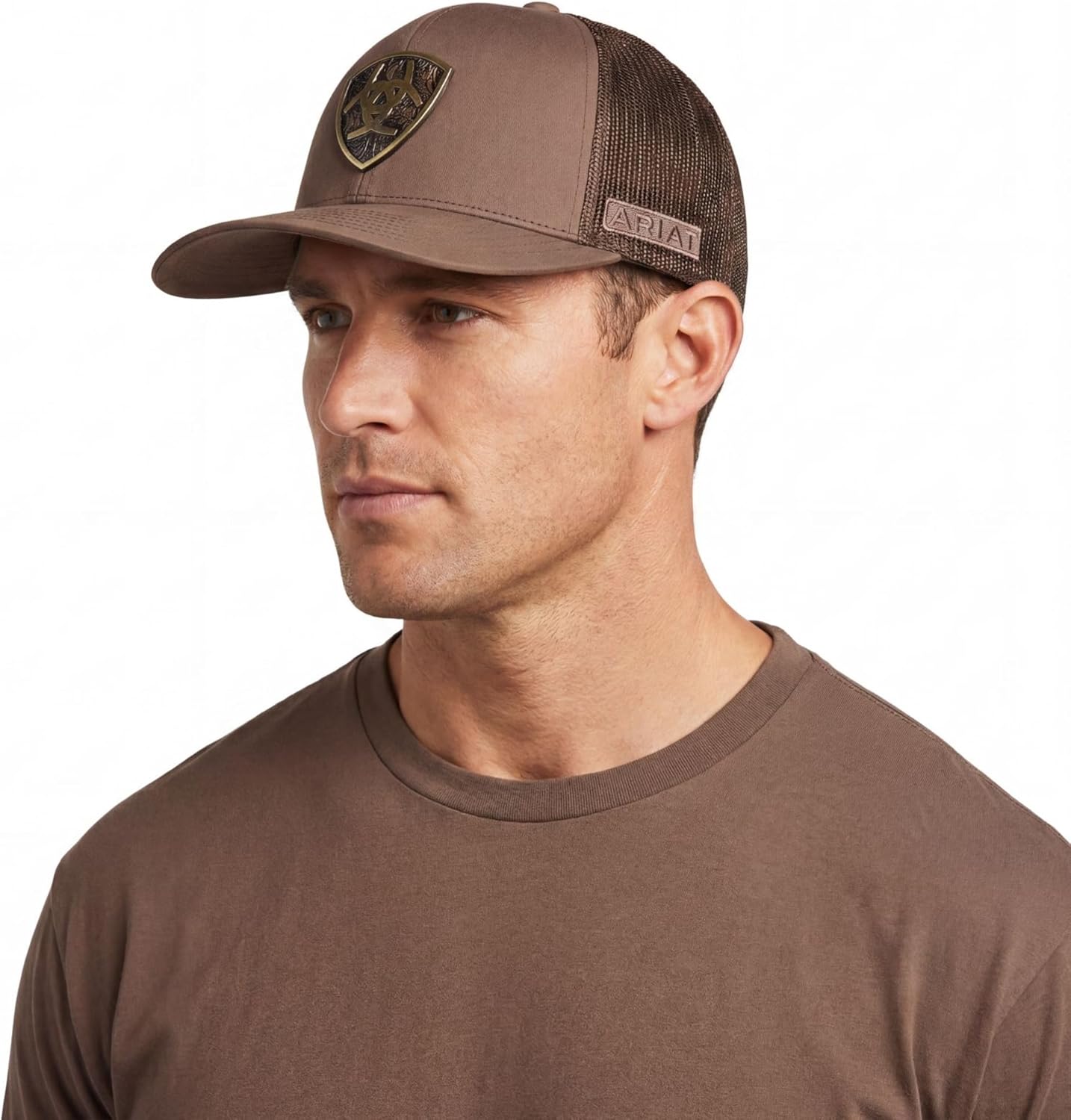ARIAT Men's Metal Shield Cap, Snapback, Structured, Mesh Back, One Size