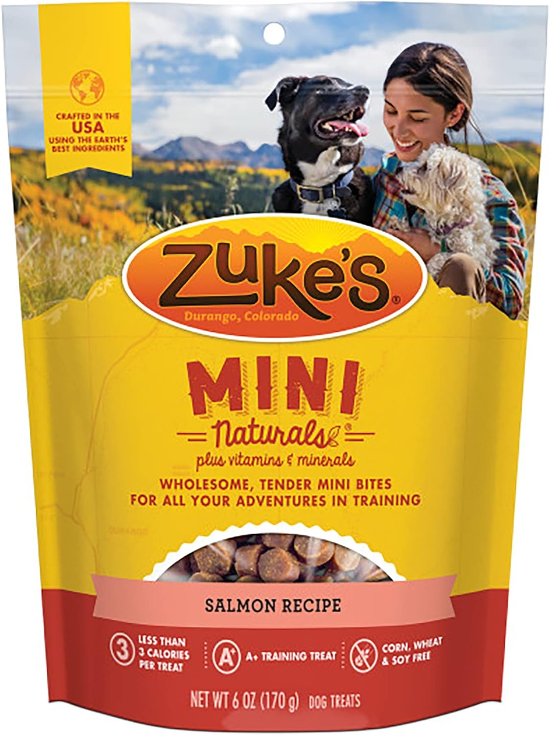 Zuke's Mini Naturals Dog Training Treats, Salmon Recipe, Soft Mini Dog Treats with Vitamins & Minerals, Made for All Breed Sizes, 6 Ounce Bag (Pack of 3)
