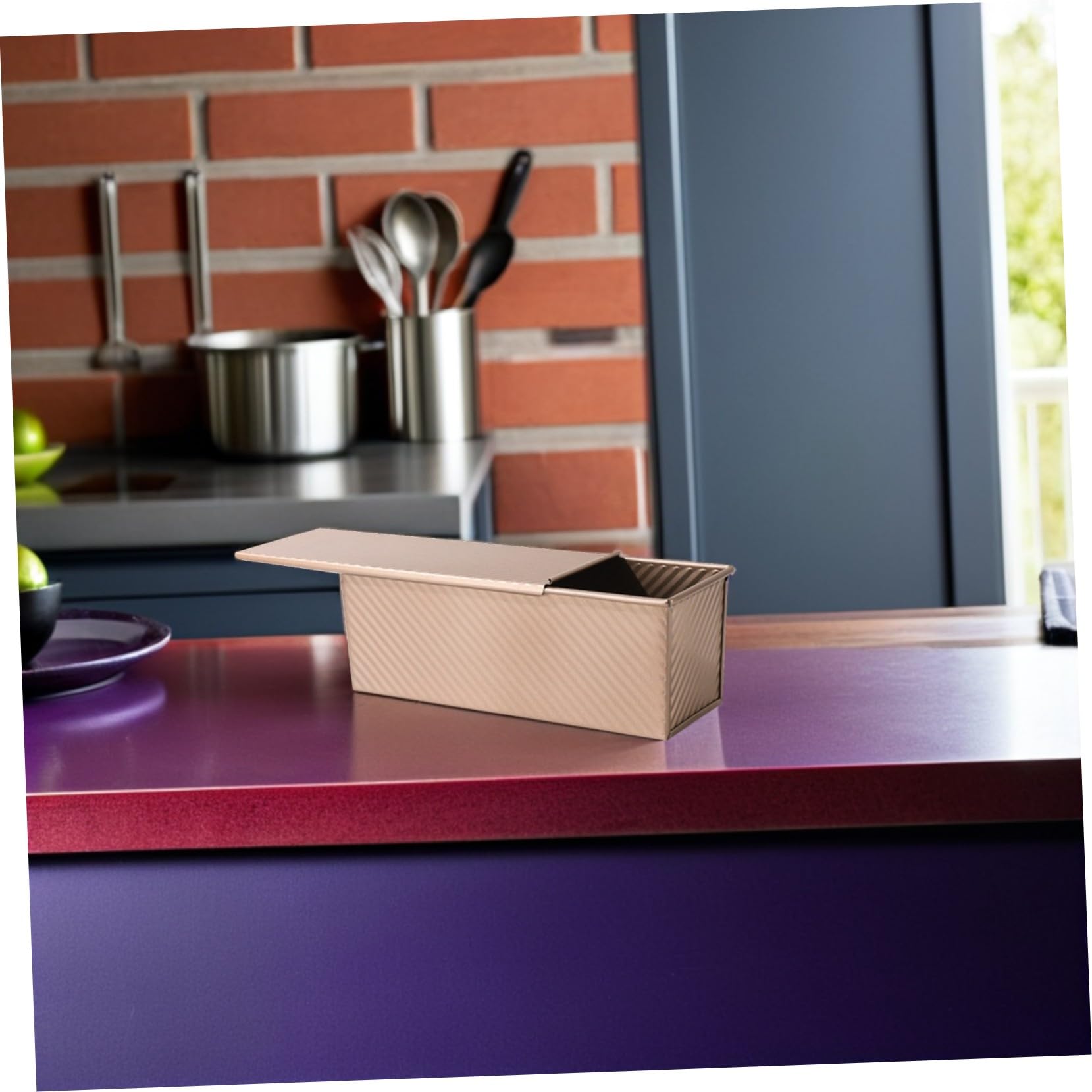 Molde para Pan con Tapa Antiadherente Caja de Tostadas de Acero al Carbono para Hornear Pan Fácil de Desmoldar Uso Versátil Cocina