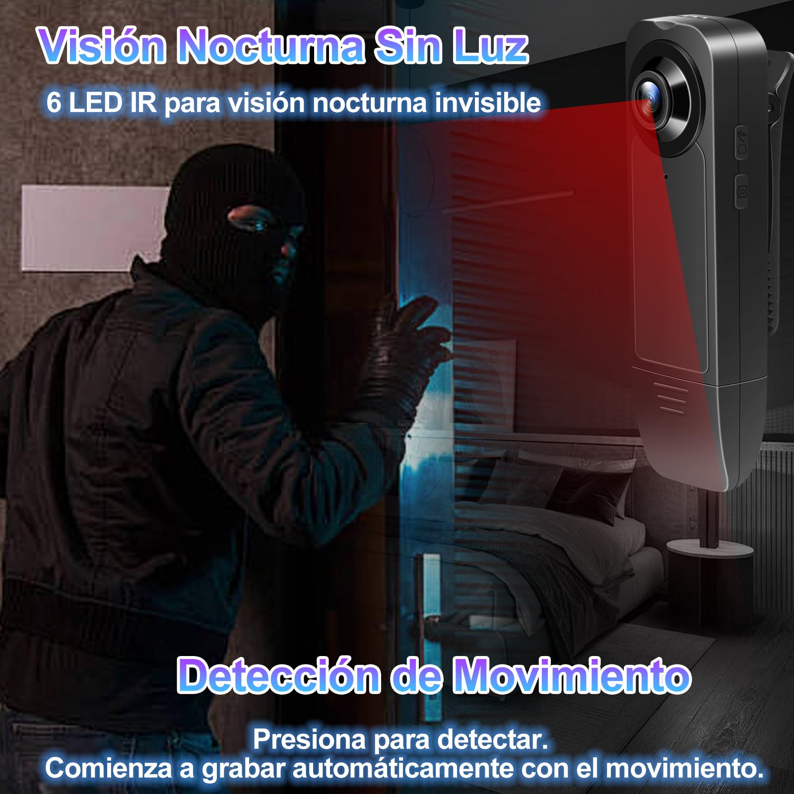 TANGMI Mini Camara Espia Oculta, 7 Horas de Uso con Manos Libres Camara Espia Invisible, Visión Nocturna & 1080P HD Gran Angular 140° Body CAM Policial para Grabación de Video y Toma de Fotos