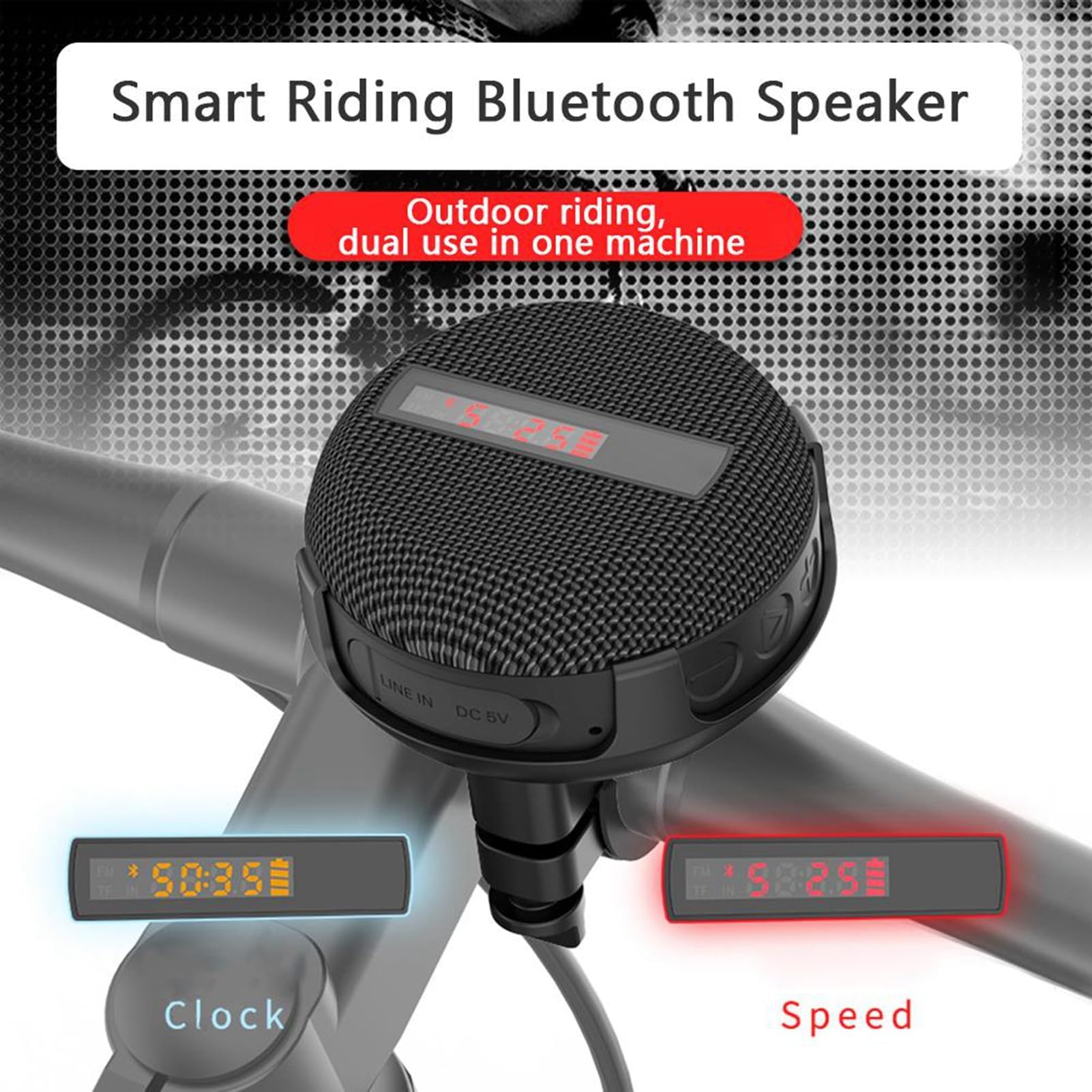 Keenso Altoparlante Bluetooth da Ciclismo, Altoparlante Bluetooth Wireless Portatile con Audio Bluetooth 5.0 IPX6 Piccolo Altoparlante Impermeabile per Bici (Black)