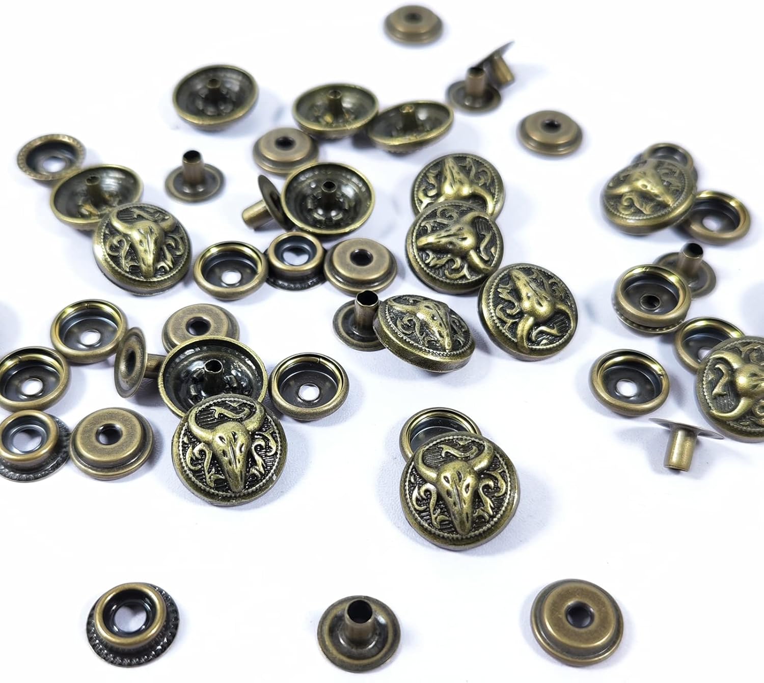 15 Sets Leather Snap Buttons Set 16MM (0.63 inch) Bronze