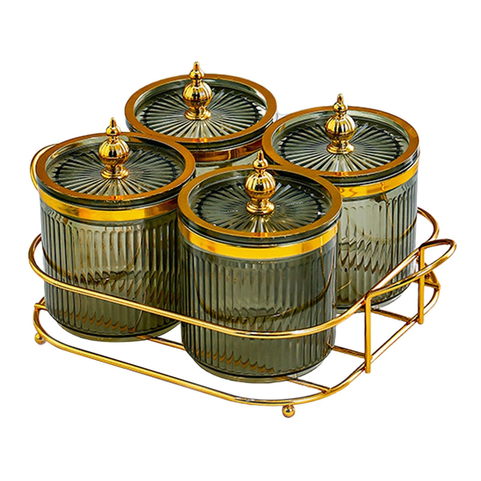 LOVIVER Plateau de Fruits secs avec Couvercle, Bol à Noix divisé, décor de Mariage, Plat de collation, Plat de Bonbons, Plat de collations pour Salon, fête, Vert 4 grilles