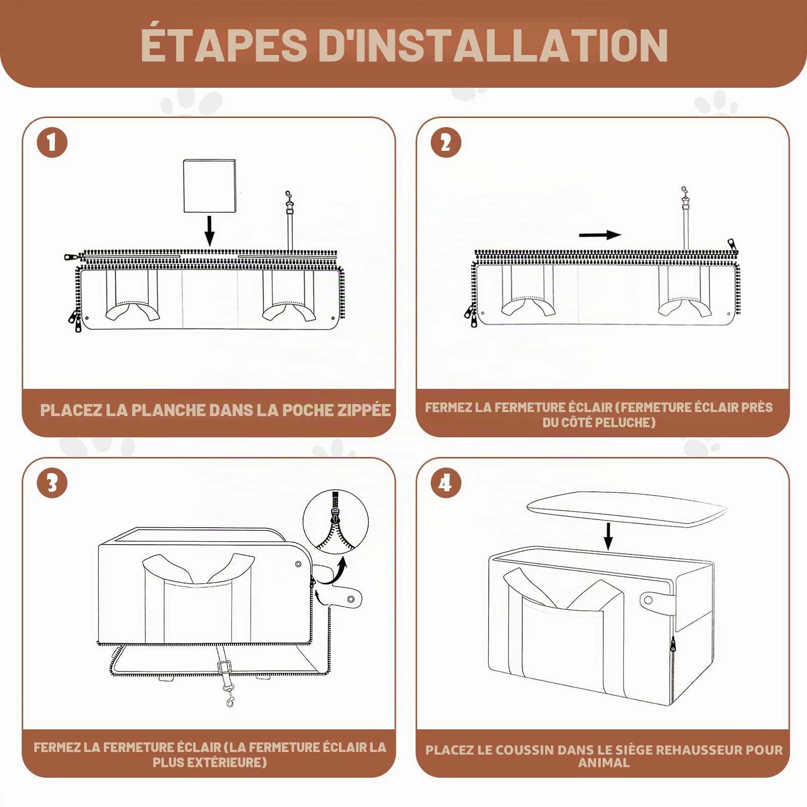 Siège de Voiture pour Chiens et Chats - Rehausseur Amovible et Lavable - Console Centrale pour Animaux de Petite Taille Jusqu'à 5,9 kg