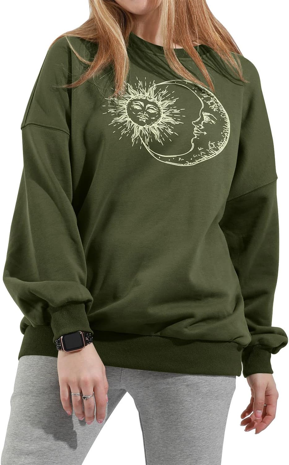 utcoco Womens Oversized Sweatshirts Graphic Long Sleeve Crewneck Loose Fit Casual Pullover Tops - Image 2