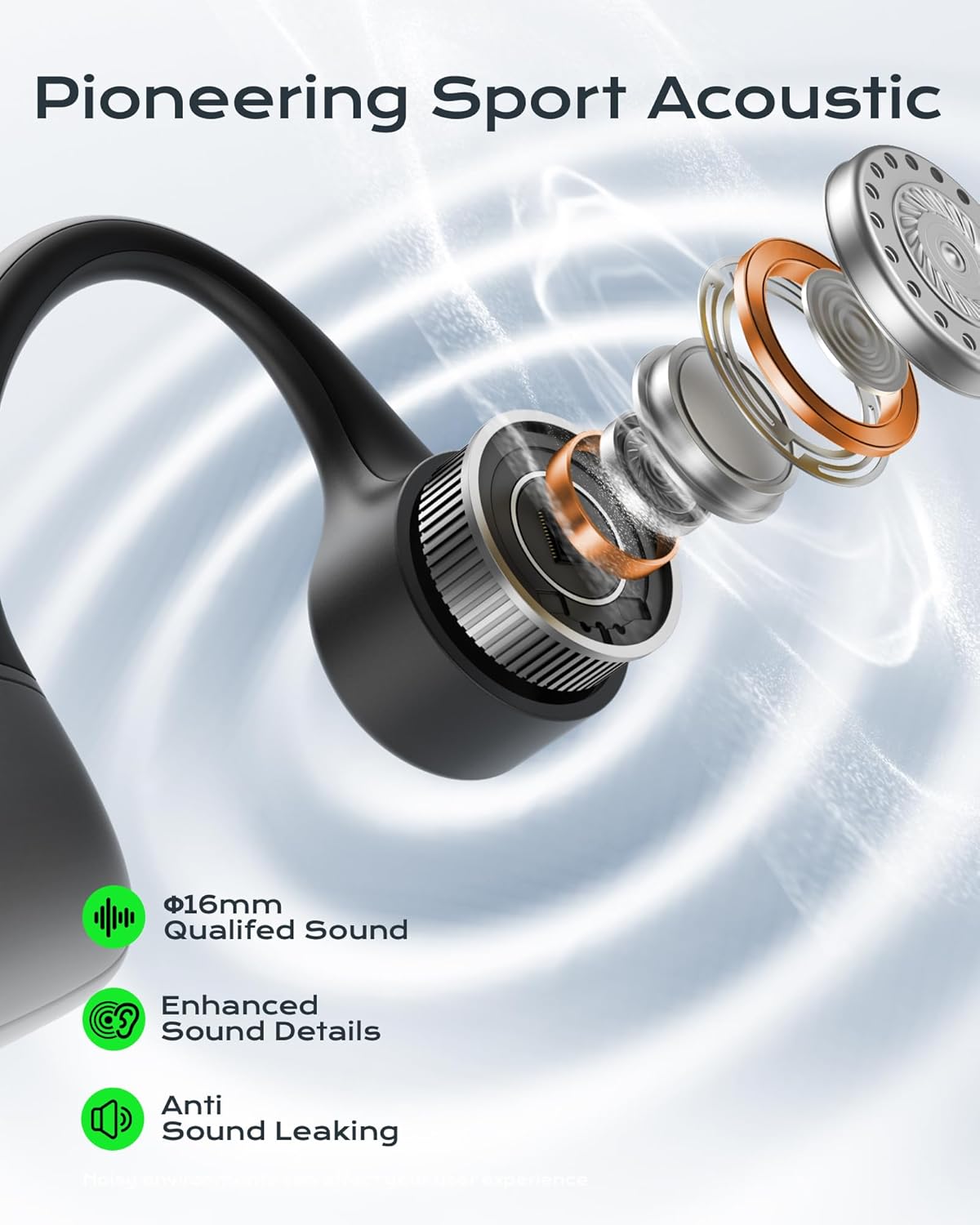 Open Ear Sport Headphones, Wireless Bone Conduction Earphones, Built-in 32GB MP3,with Mic, IP68, Sweat & Water Resistant, Up to 8 Hours Battery, Bluetooth 5.3,for Running,Swimming,Workouts - Image 3