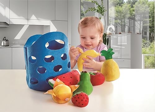 Miniatura 2 de Hape Cesta de frutas para niños pequeños | Juego de comida suave para niños, cesta de juguete de frutas incluye plátano, manzana, piña, naranja y más