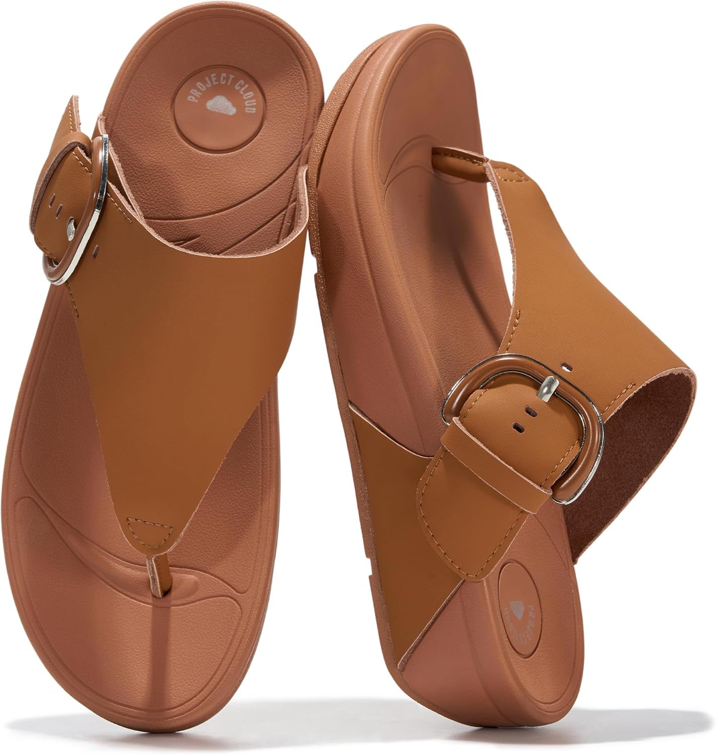 Project Cloud Genuine Leather Women’s Sandals – Thong Flip Flops with Plush Soft Insole, Arch Support & Non Slip Outsole – Comfortable Beach & Summer Slides