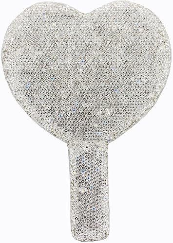 Miniatura 3 de Bestbling Bling Rhinestone Heart Handheld Mirror - Portable & Dazzling Makeup Mirror for On-The-Go Touch-ups (Plastic White)