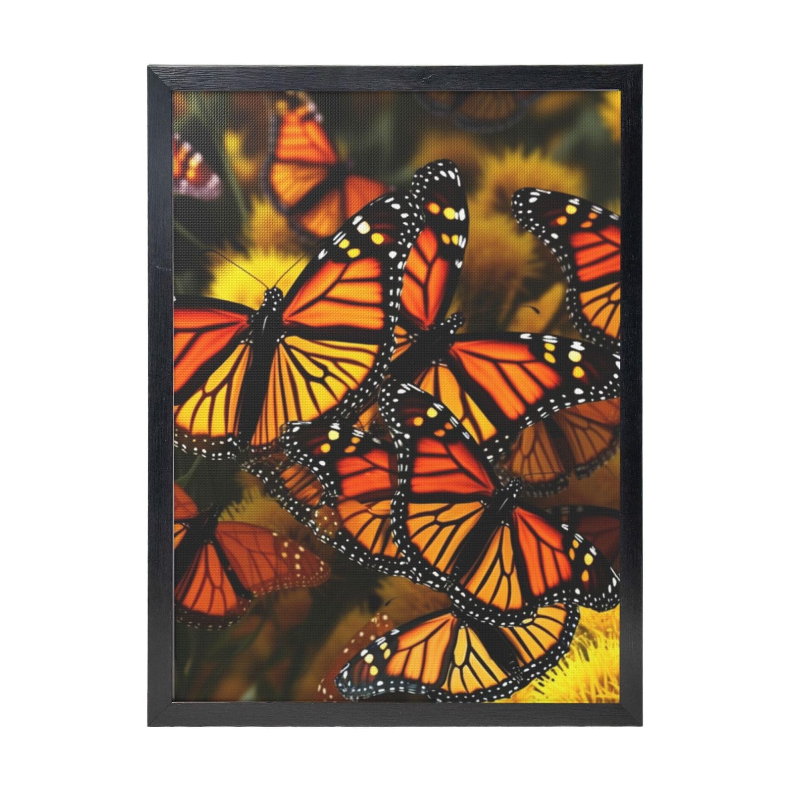 Framed Wall Art - Decorative Canvas Painting Monarch Butterflies Pictures Poster Aesthetic Modern Prints Artwork for Bedroom Office Wall Decor Ready To Hang 12x16 in