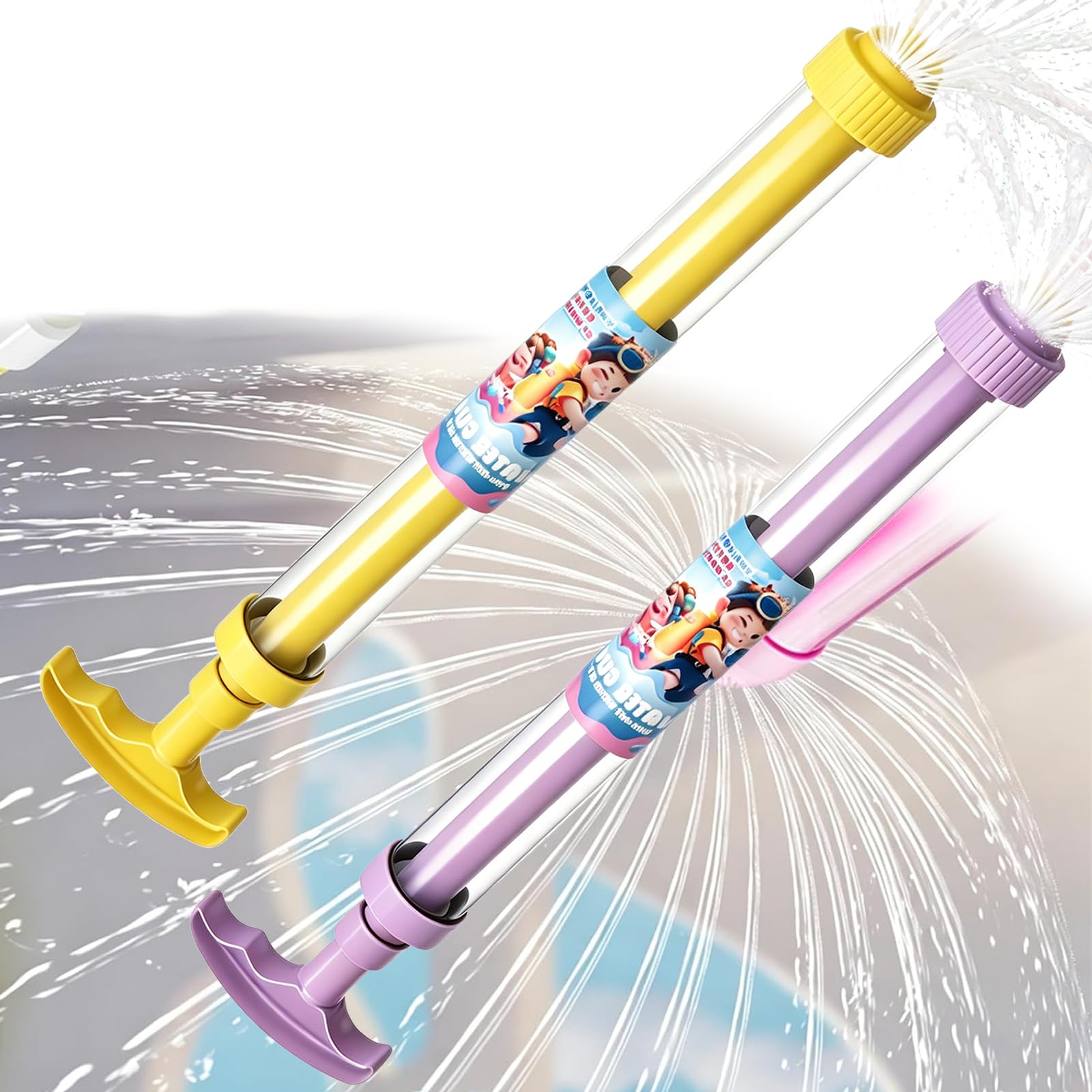 Firework Style Water Spray Toy, 4PCS Firework Water Gun, High Pressure Pull-Out Sprinkler Spray Toys, Water Firework Sprinkler for Parties, Water Festivals, Pool Party, Gatherings (2PCS-B)