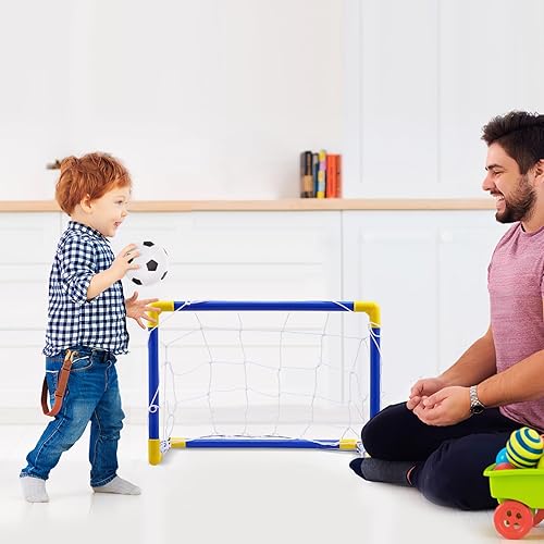 Miniatura 3 de Kisangel Portería de fútbol portátil para niños, juego de mini red de fútbol para patio trasero e interior, perfecto para entrenamiento y juegos