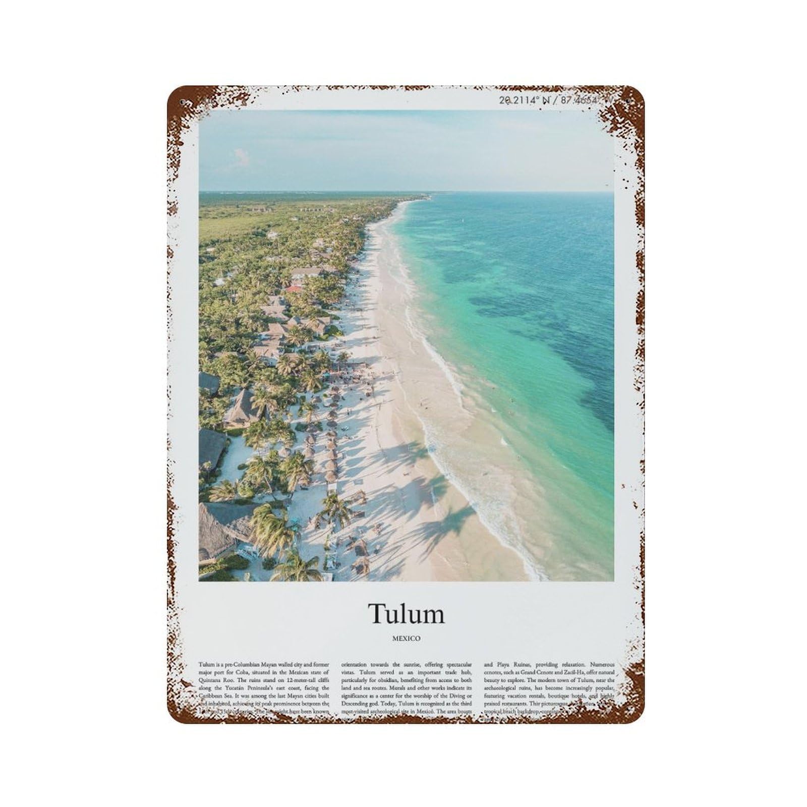 xiaoxiaoshen Tulum Mexico City Scenery Wall Decor Art Metal Tin Poster Modern Home Decor Art Home Bar Shop Decorations Vintage Sign 40x30cm