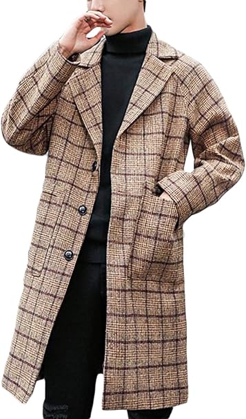 Amazon Beibang バイバン デニムメンズコート チェック柄 ゆったり チェスターコート 紳士服 通勤 ロングコート 韓国ファッション トレンチコート コート ジャケット 通販