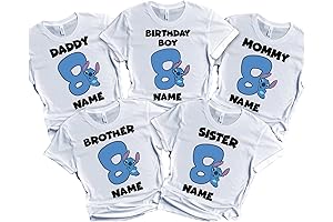 Adorable Birthday Shirts: Stitch Themed Family Matching Tees!