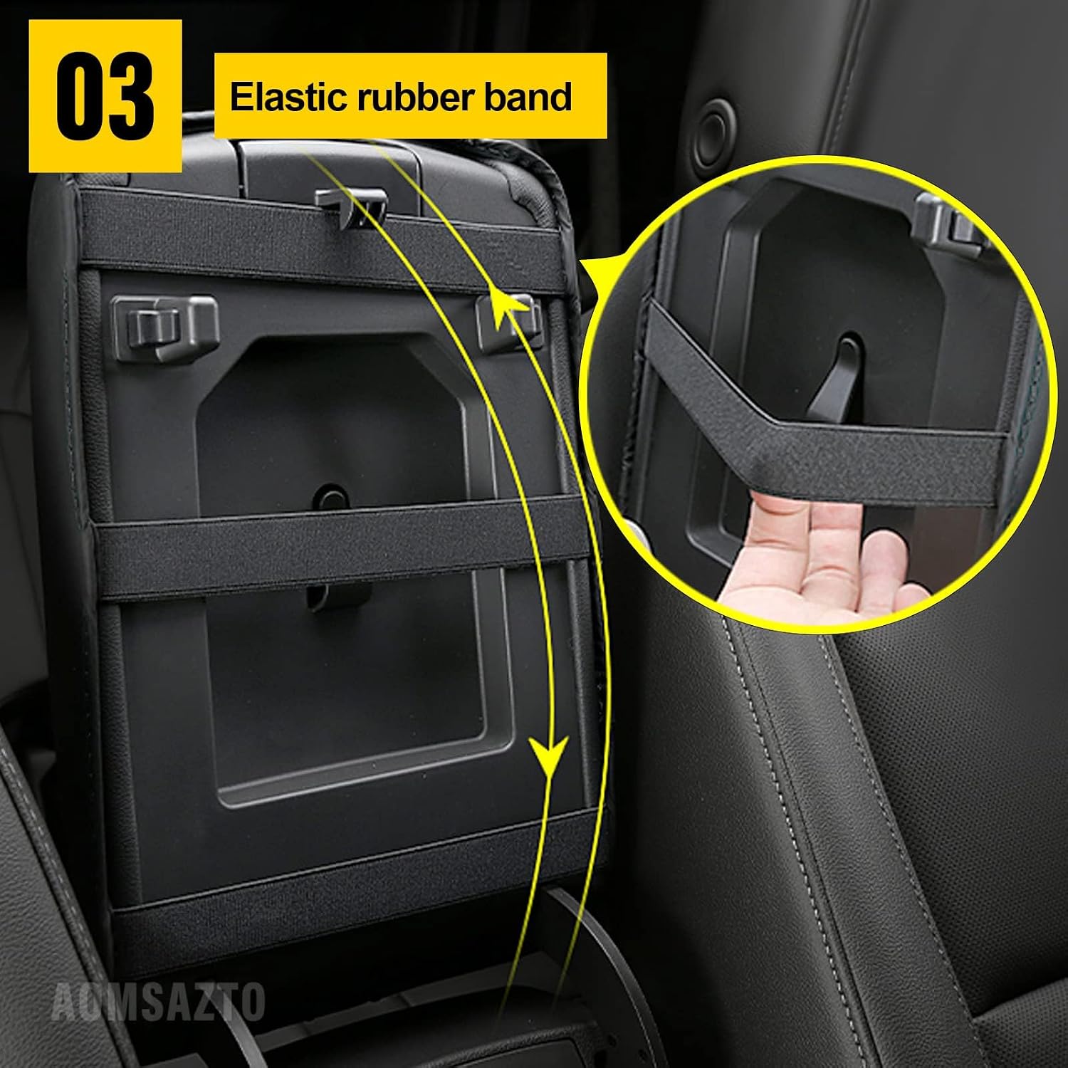 AOMSAZTO Console Covers for 2016-2021 Hyundai Tucson Armrest Covers for Hyundai Tucson Black with Black Stiches
