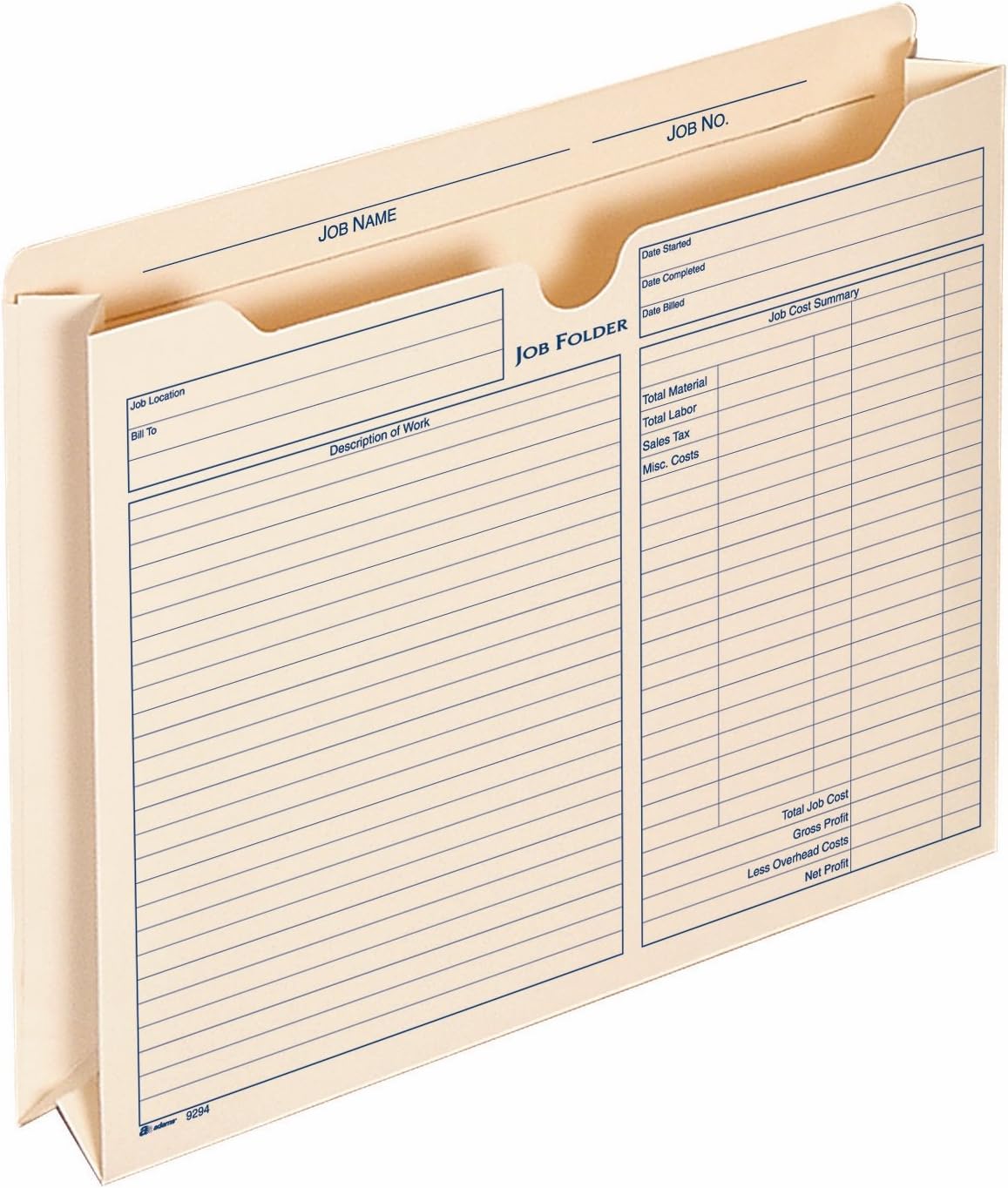 Adams 2 Inch Expanding Job Folder, , 9.5 x 11.75 Inches, Manila, 15 per Pack (9294E)