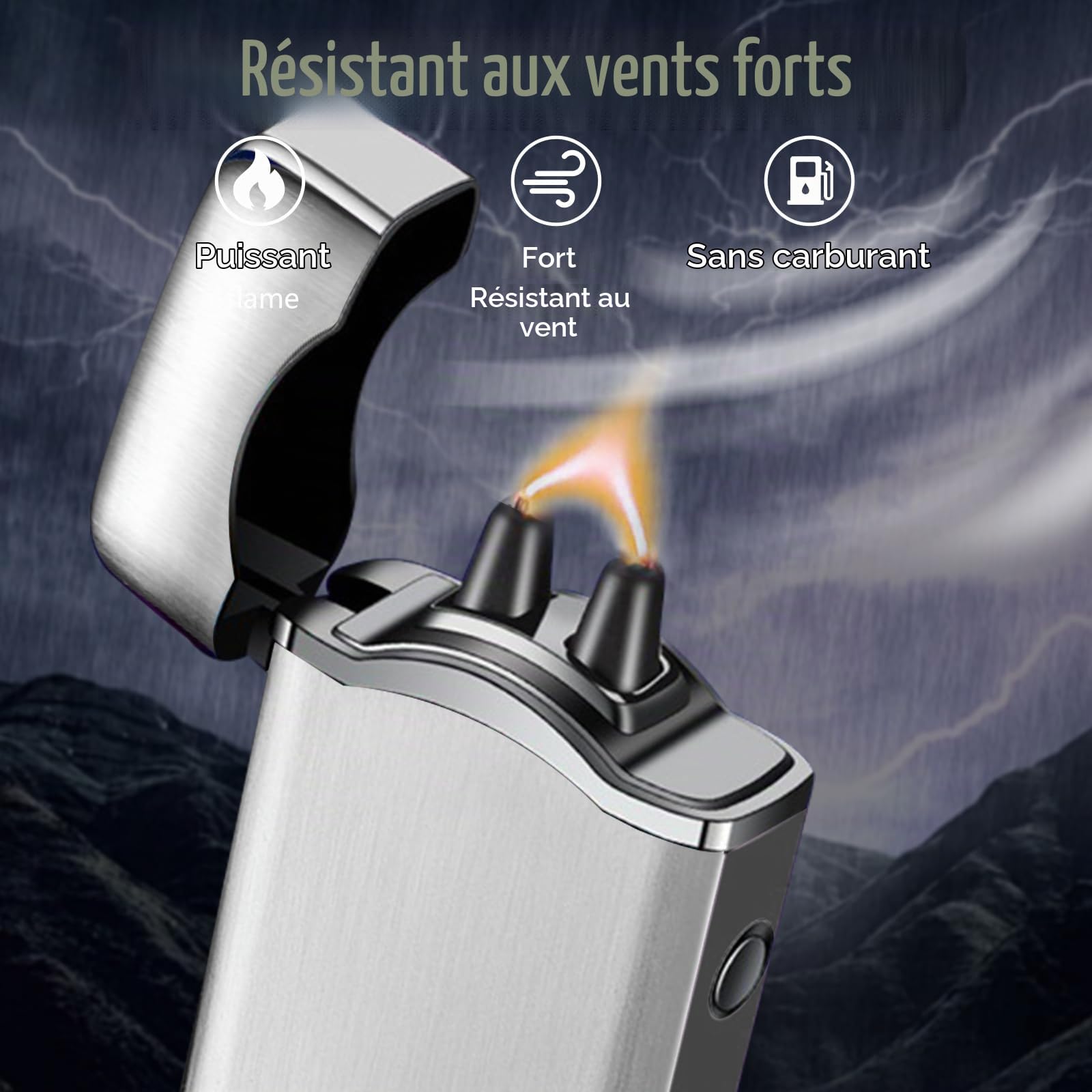 SKRFIRE Briquet USB C Rechargeable à Arc électrique Plasma pour Bougie électronique Coupe-Vent en métal Cool Torche Haute Puissance avec Coffret cadeaupour Homme et Femme (argenté)