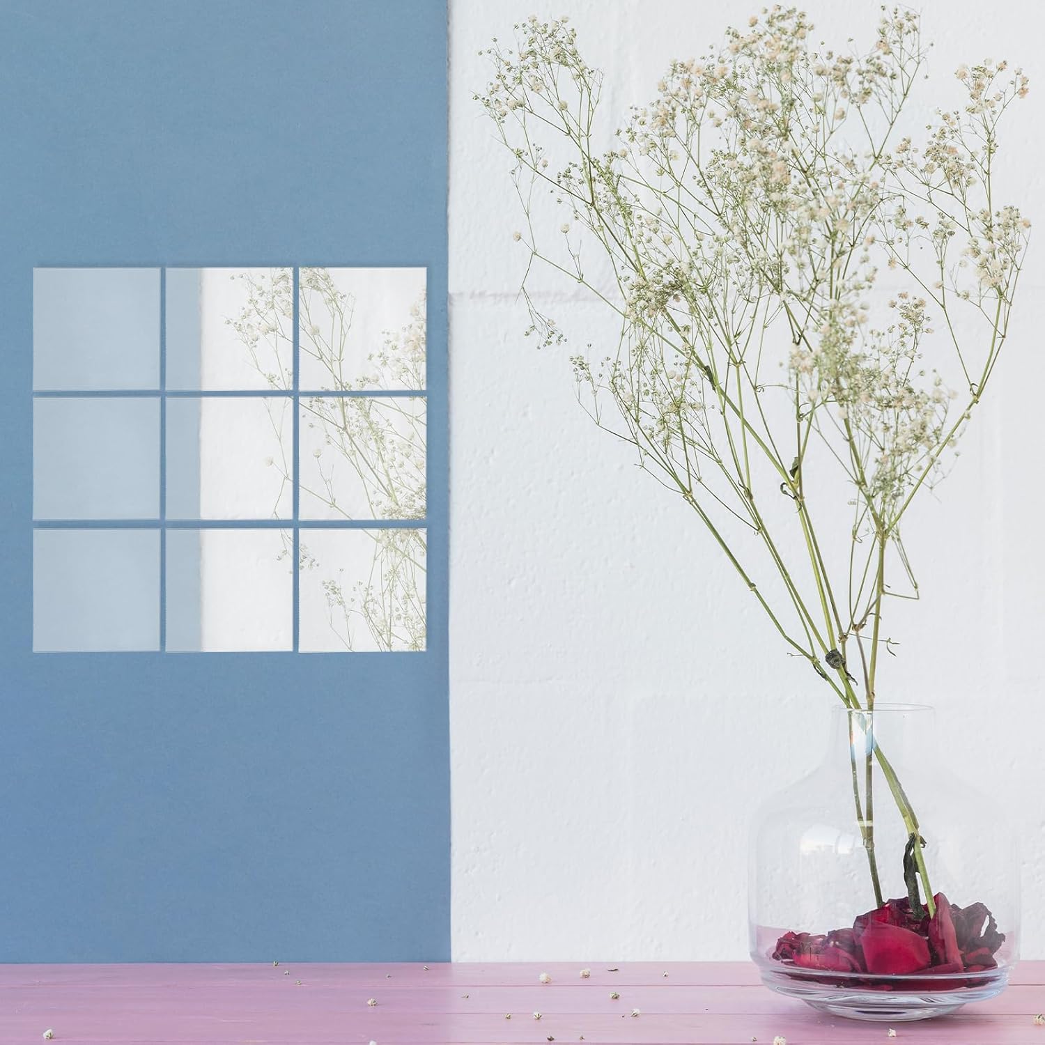 2 Inch Adhesive Small Square Mirror Tiles, 30 PCS Mini Size Acrylic Tiny Mirror Sticker Mini Decorative Mirrors for Crafts Wall Decor Arts and Crafts Decorations DIY Home Projects Supplies