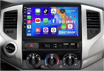 [4Core 64GB ROM] Car Radio Stereo for Toyota Tacoma 2005-20159 inch 1280 * 800 Touch Screen 5GWiFi Wireless Carplay & Android Auto HD Backup Camera GPS SWC FM/RDS Bluetooth