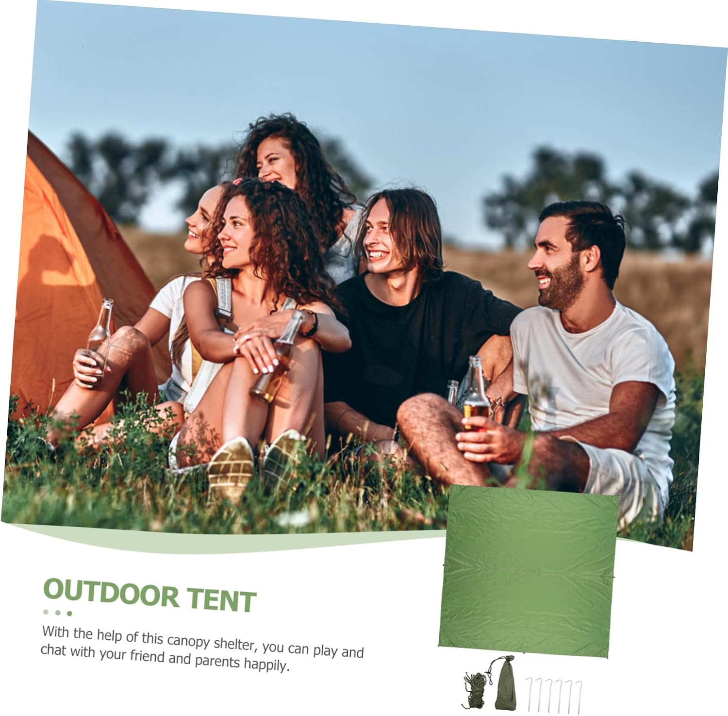 Waterproof Sunshade Tent for Outdoor Camping UV Protection Heat Insulating Tarp Multi-Functional Canopy Ground Cloth for Beach and Picnic