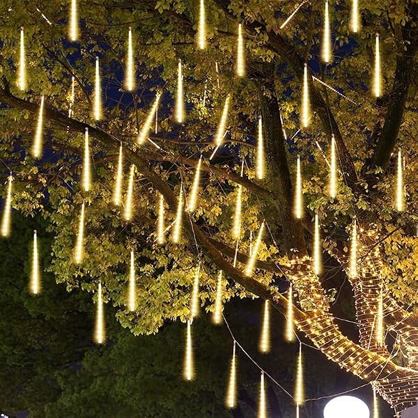 Brightown Solar Meteor Shower Lights Outdoor - 576 LED Rain Drop Lights with 16 Tubes, 16 Inches - Solar Powered Christmas Decorations for Tree Bushes Holiday Party Christmas Decor, Warm White by Brightown - Image 6