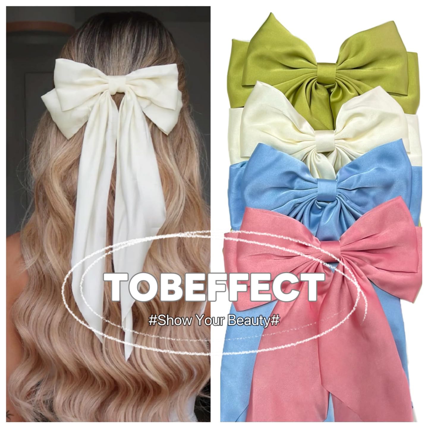 Hair Bows for Women Hair Ribbon Bow Hair Clips with Long Tails Vintage Hair Accessories for Women image 2