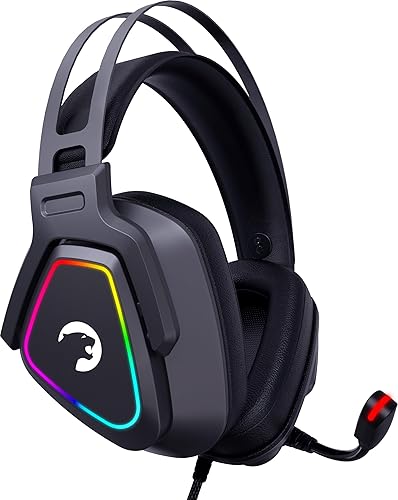 GAMEPOWER Kyruse - Auriculares USB para juegos, sonido envolvente virtual 7.1, auriculares LED RGB con cable con controladores de 2.087 in, diseño