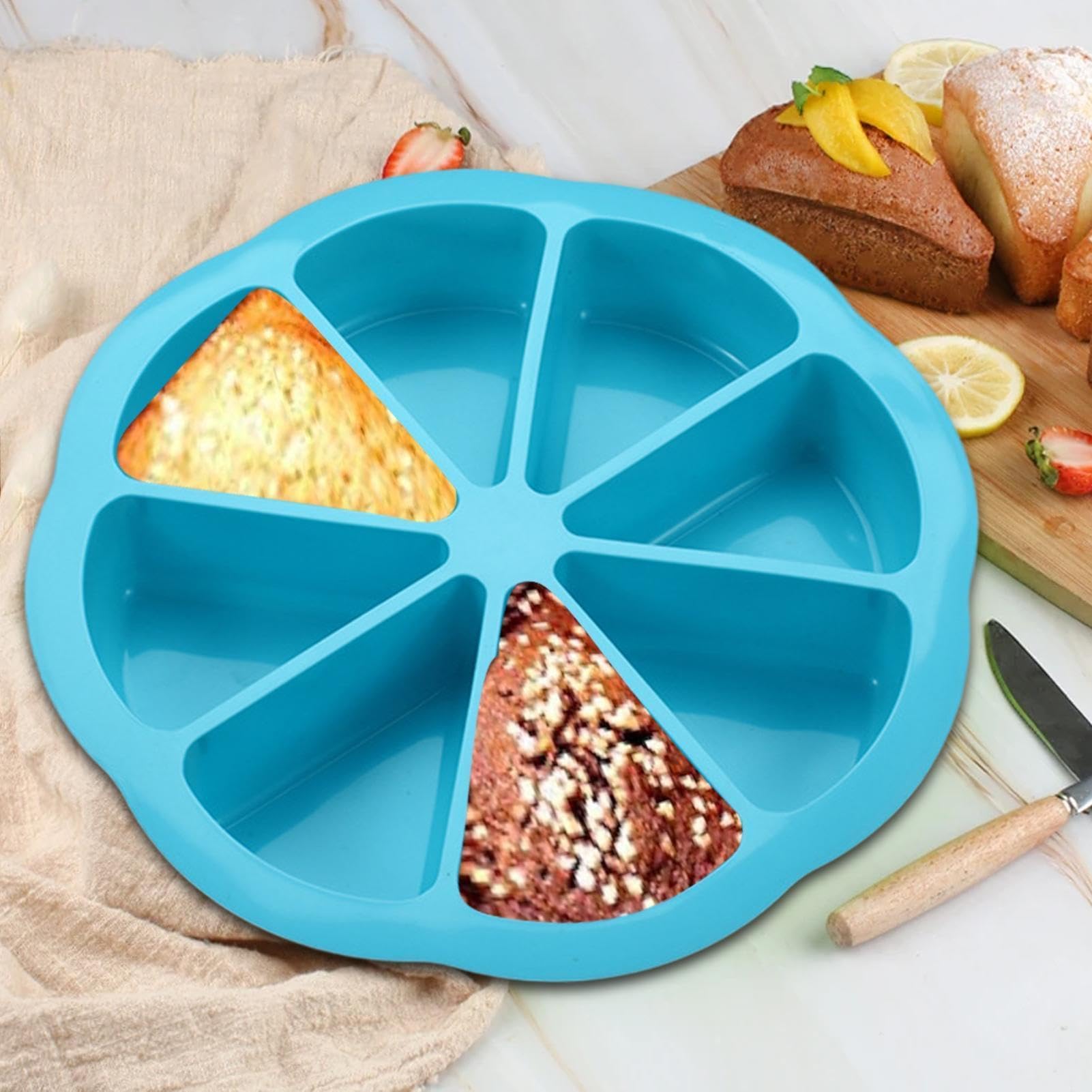 Stampo triangolare antiaderente per pizza e torte, 8 cavità, in silicone, per cioccolato, brownies, focaccine e sapone, strumento da cucina fai da te