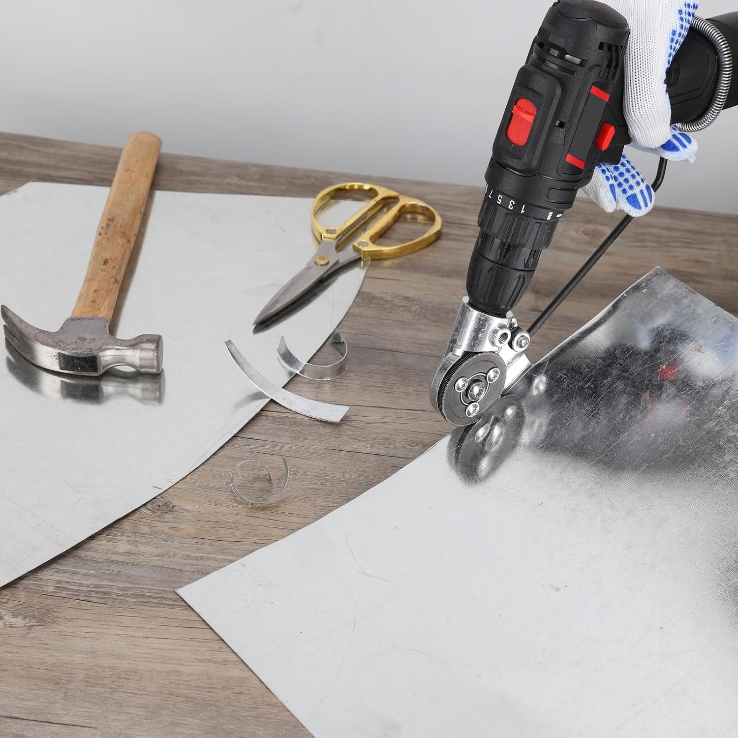 Electric Drill Plate Cutter Attachment/Adapter | Upgraded Metal Nibbler, DIY Sheet Metal Knife for Cutting Iron, White Sheet, Steel, Copper, Aluminum