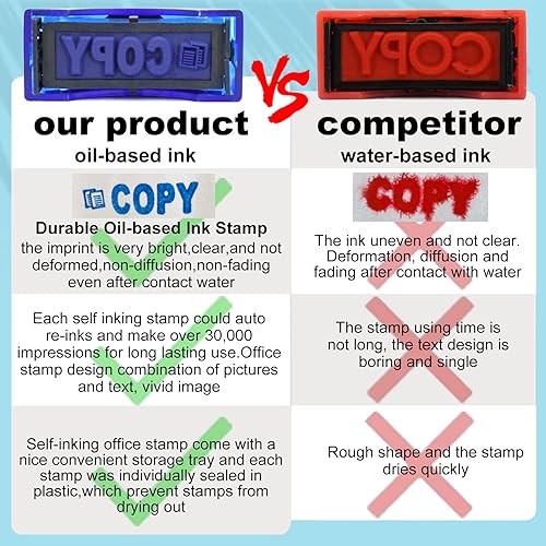 Miniatura 10 de Bertiveny Juego de sellos de oficina autoentintados para sellos escaneados de copia completa aprobados por fax sello de negocios de goma 8 piezas