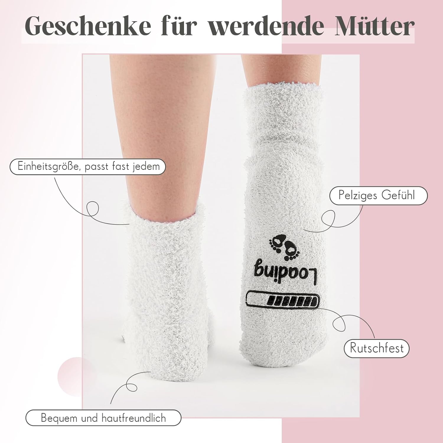 Chaussettes de grossesse antidérapantes avec silicone sur le dessous