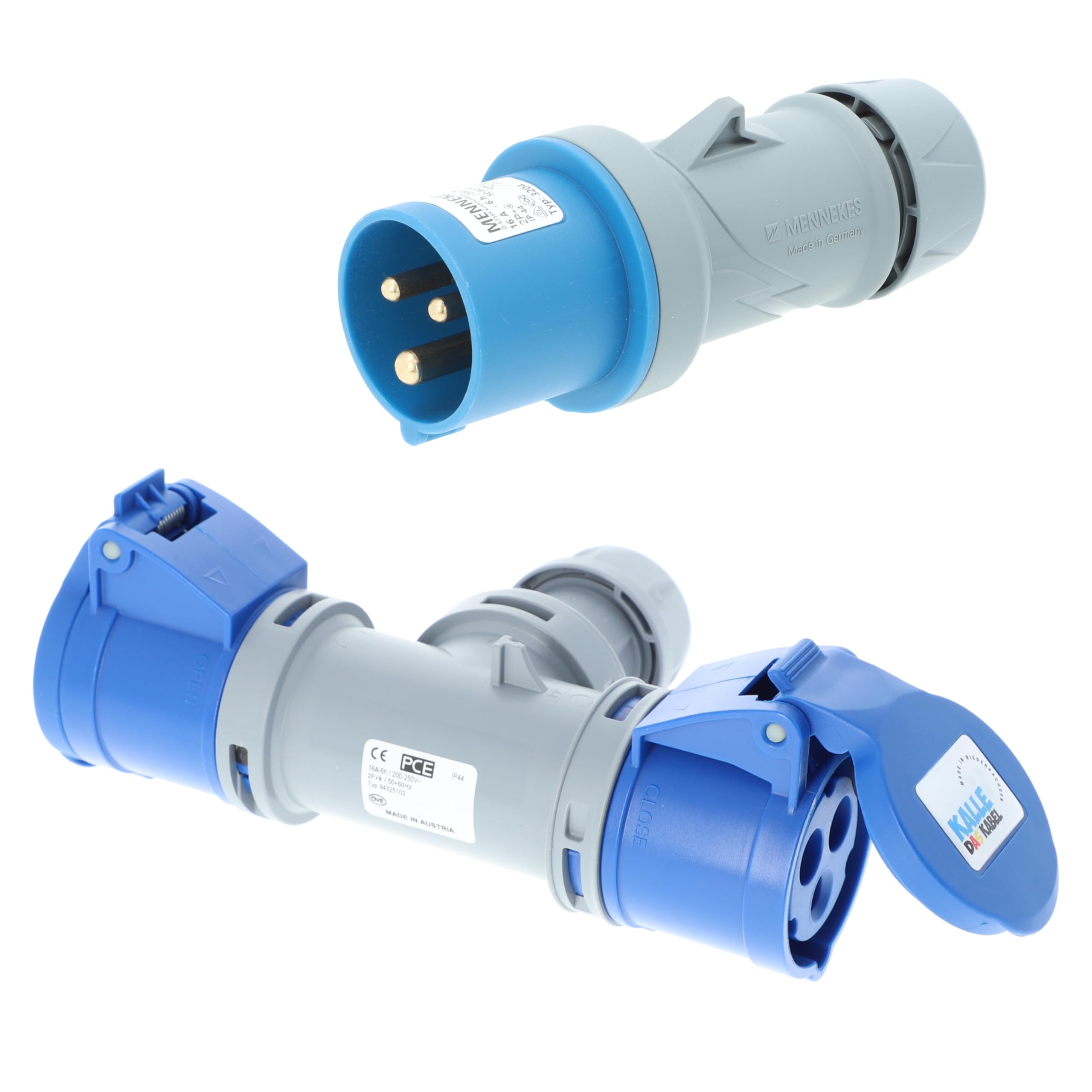 CEE Verlängerung KALLE Blue EXTREME 2,5mm² mit 2-fach-Kupplung 1,5 Meter