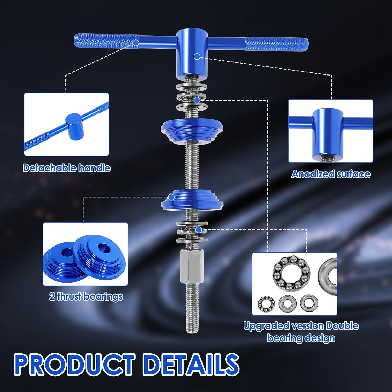 Bike Headset Press Tool, BB Axle Installation Tool, Electroplating Bike Headset Press Installer With Detachable Handle for Most Standard Bicycle Frame(Blue)