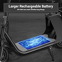 Vista 28 de SEHOMY Folding Electric Scooter with Seat for Adults, 15.5MPH, 20-Mile Range, 36V Battery, 12" Pneumatic Tire, Portable 450W Electric Scooters