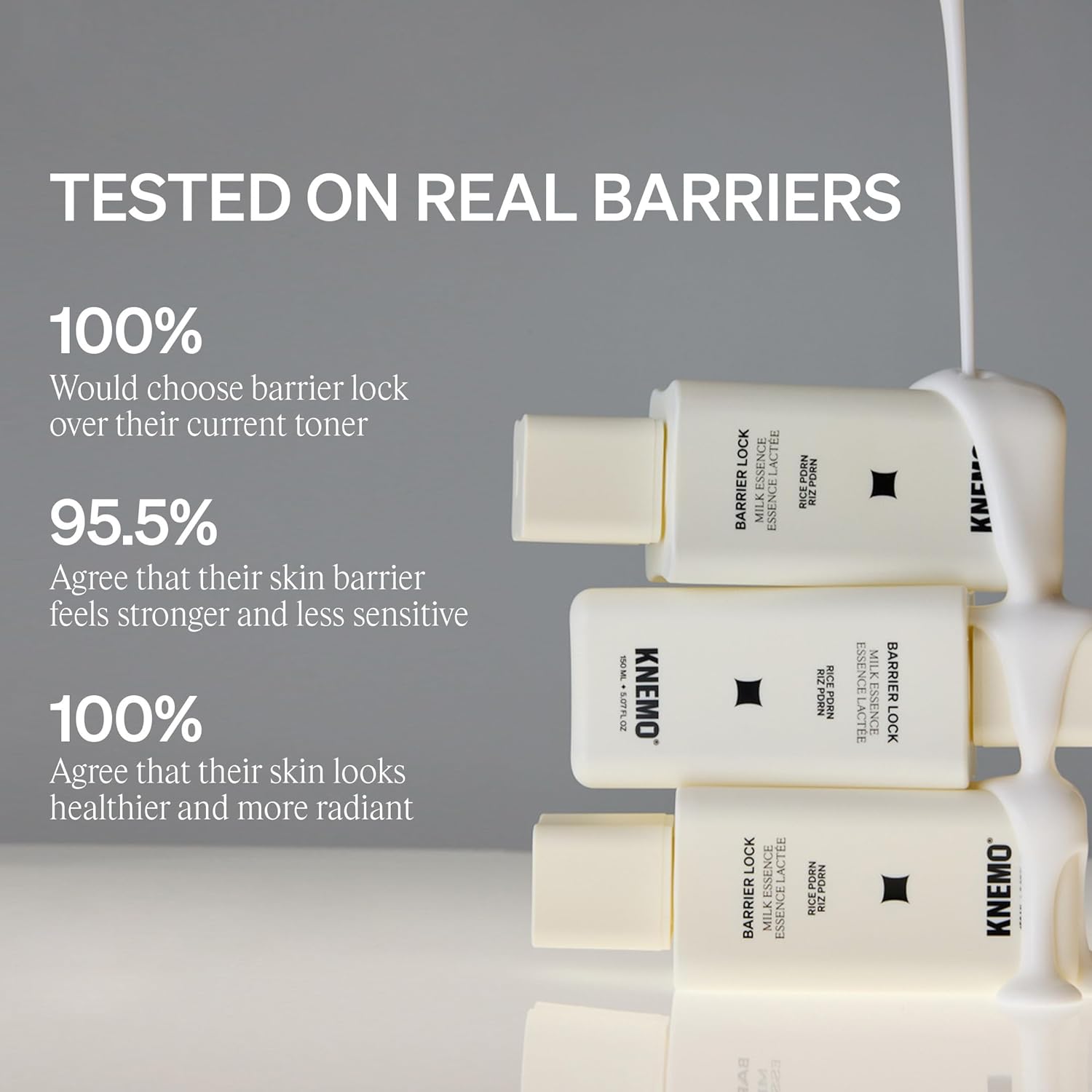 KNEMO BARRIER LOCK Rice PDRN Milk Essence - Intense Hydrating Barrier Repair Toner with 6 Ceramides Deep Moisture for Dry, Sensitive, & Irritated Skin