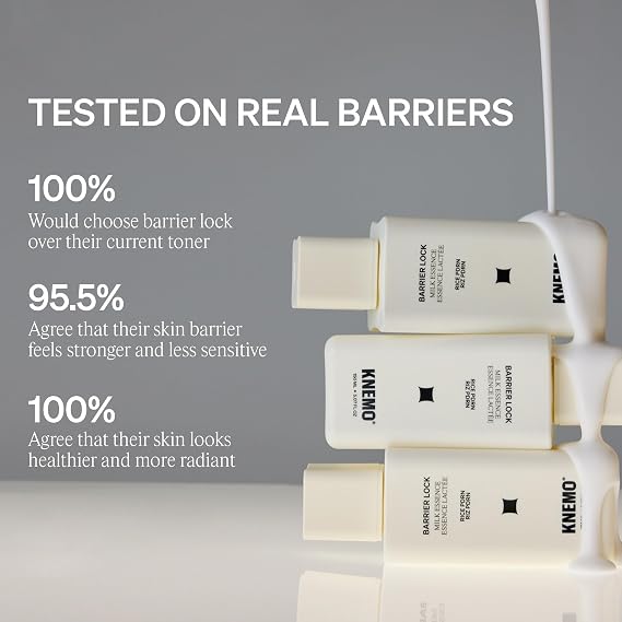 KNEMO BARRIER LOCK Rice PDRN Milk Essence - Intense Hydrating Barrier Repair Milky Toner with 6 Ceramides Deep Moisture for Dry, Sensitive, Irritated Skin