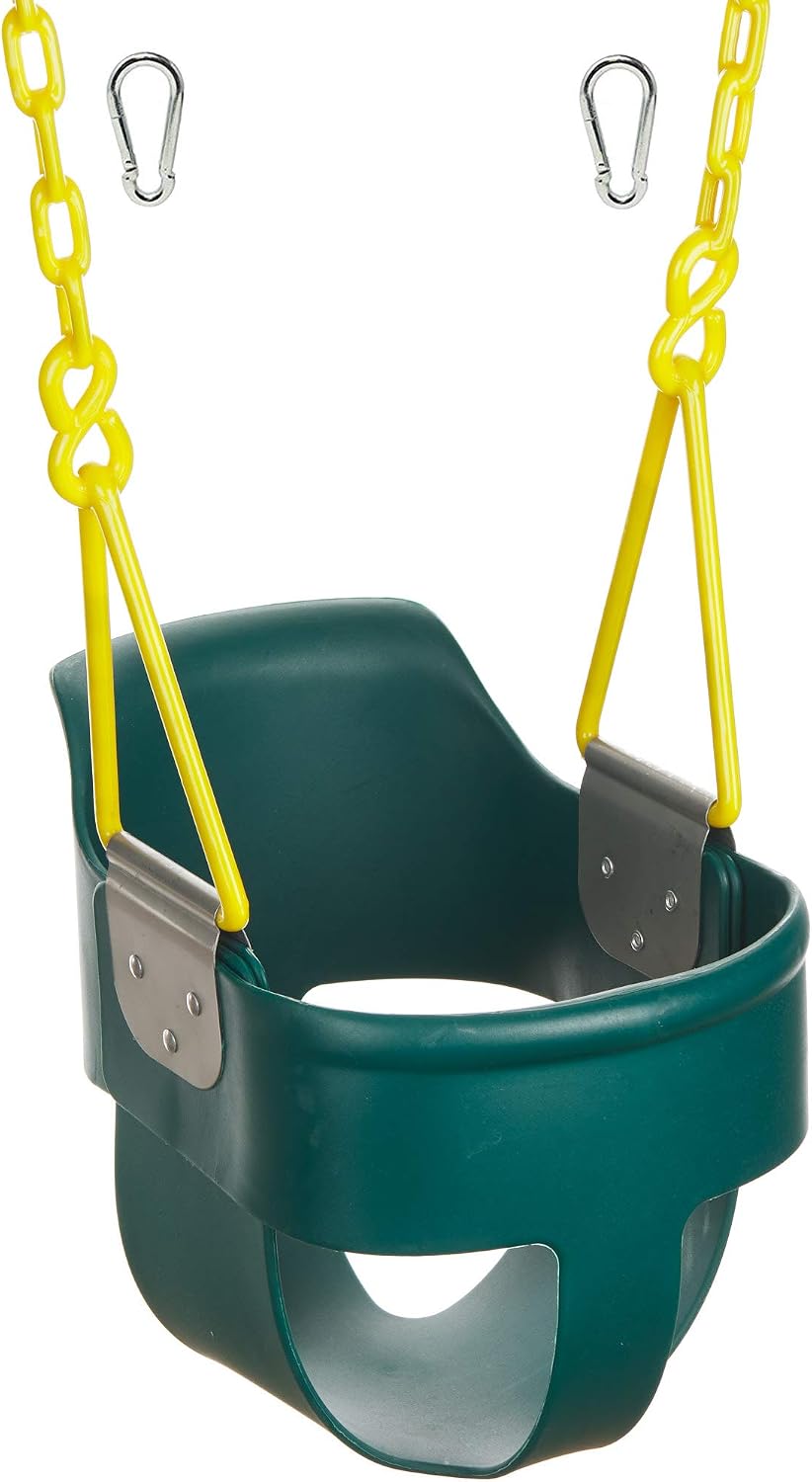 Squirrel Products High Back Full Bucket Toddler Swing 2.0 with Pinch Protection Technology & Patented Ergonomic Design with Carabiners for Easy Install