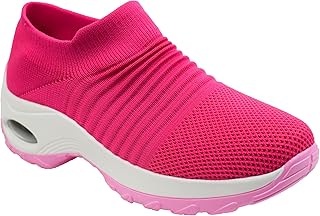 Ad Tec Women's Slip On Sock Sneakers Mesh Upper Walking Shoes | Breathable & Comfortable Air Cushion Casual Wedge Platform Loafers