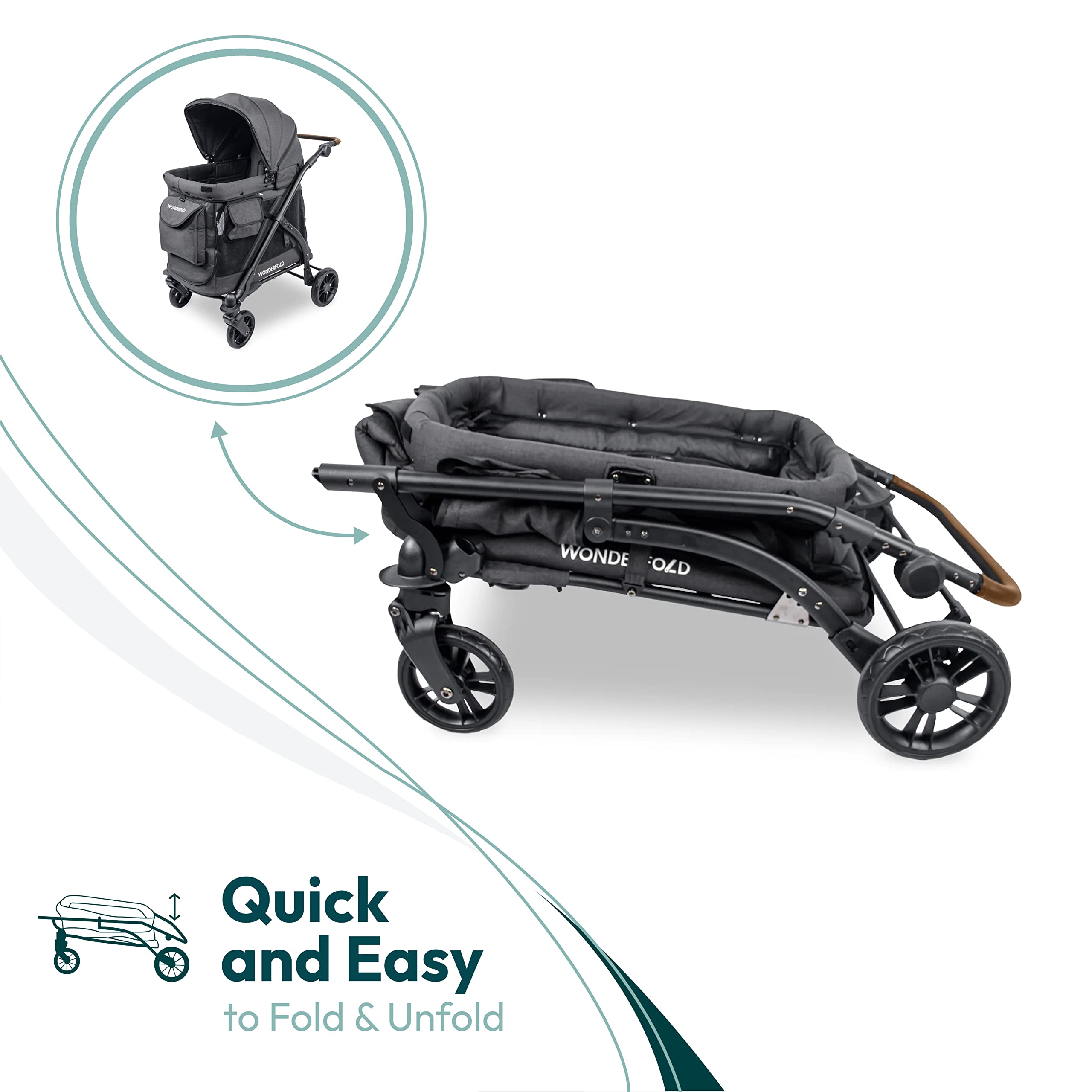 WonderFold M1 Single Stoller Wagon with Storage and Raised Seats