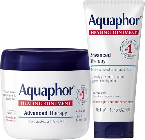 Aquaphor Advanced Therapy Healing Ointment Skin Care Set, 2 Items | Body Moisturizer for Dry Skin, Minor Cuts and Burns, Dry Cuticles, Cracked Heels, Hands and Lips