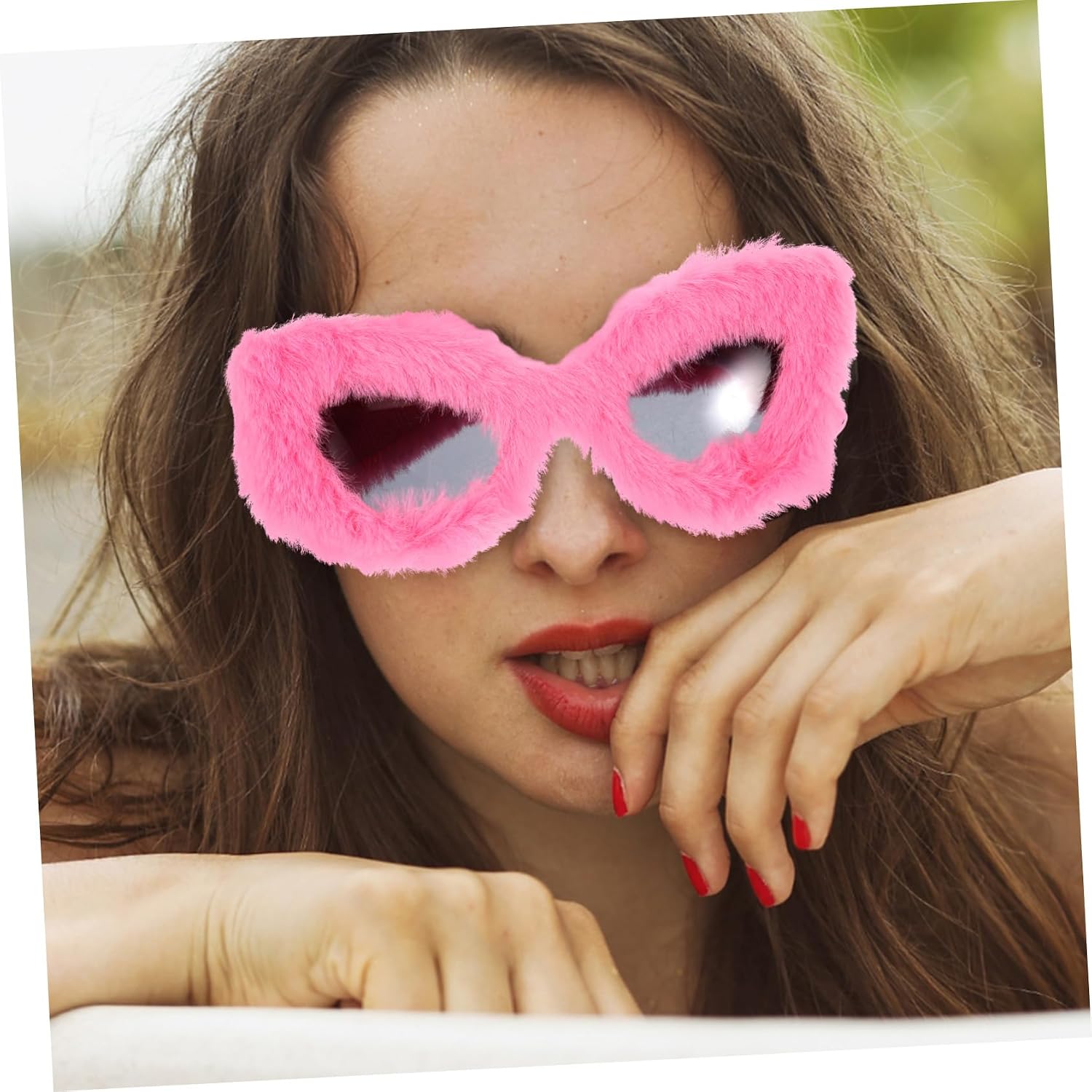 leopard print fun sunglasses women decorate round shade punk Gray flakes fluffy Plush fashionable