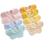 DOSMINE Muslin Baby Bibs for Drooling and Teething Newborn Drool Bibs for Baby Girl Boy (Deep Yellow)