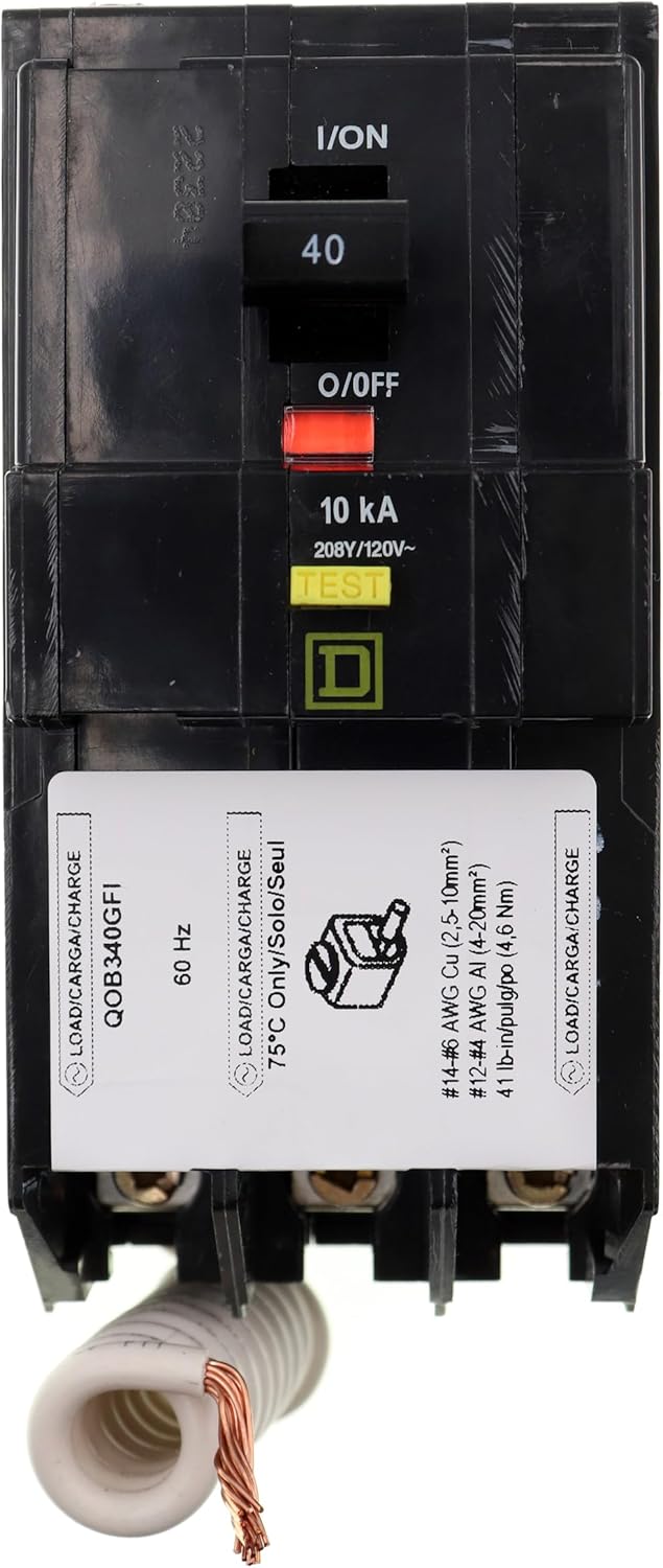 Square D Bolt On Circuit Breaker, 40 Amps, Number of Poles: 3, 120/208VAC AC Voltage Rating