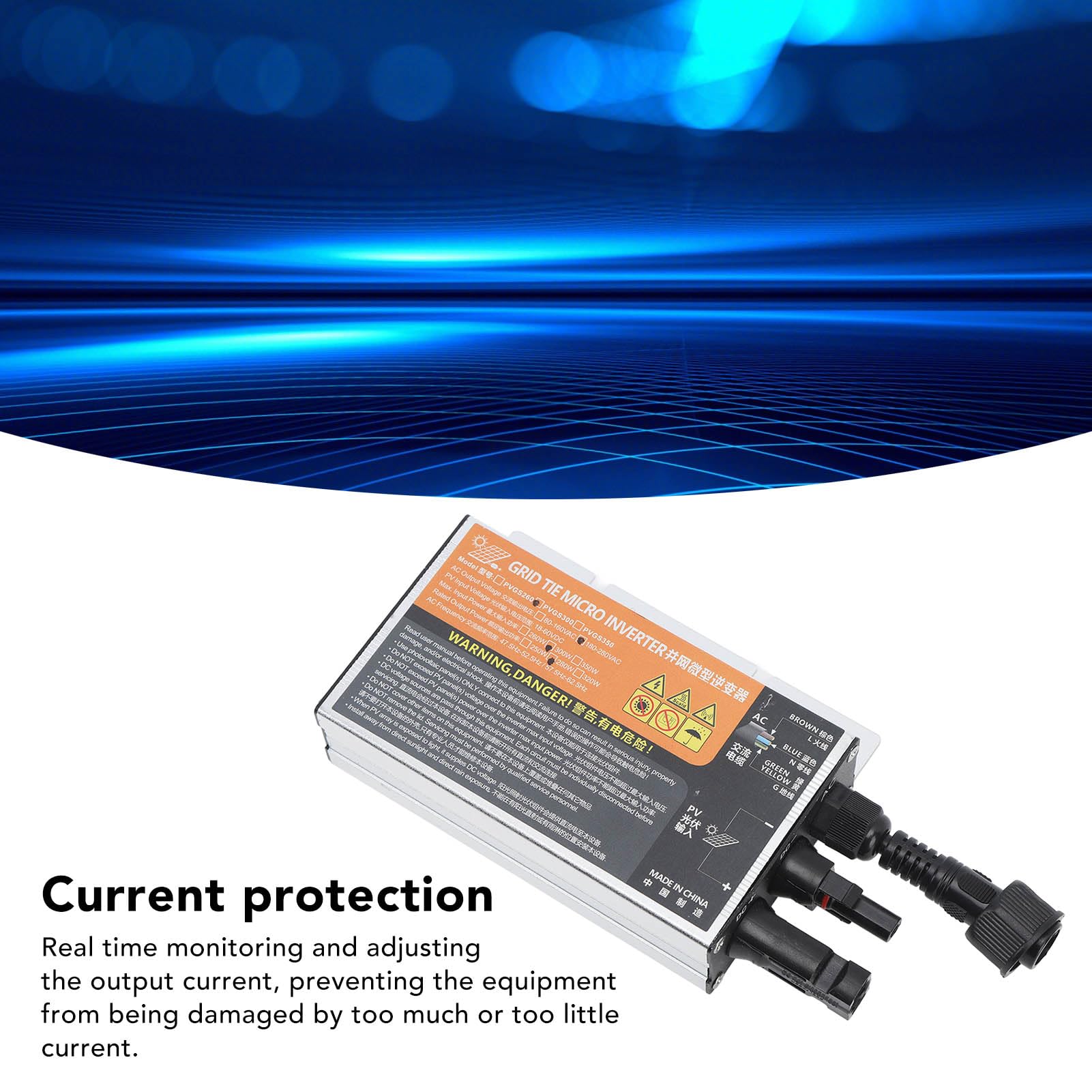Tyenaza Micro-onduleur Solaire, Onduleur à Onde Sinusoïdale AC 220 V avec Capteur De Température pour Une Conversion De Puissance Fiable