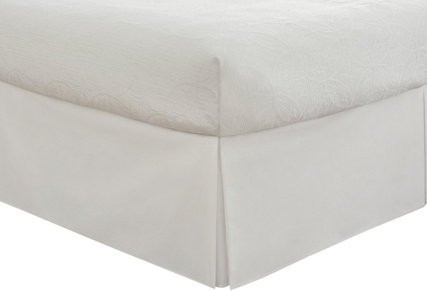 sheetsnthings Wrinkle Free Bed Skirt 650TC (Queen, Solid White) Cotton Blend 650 Thread Count