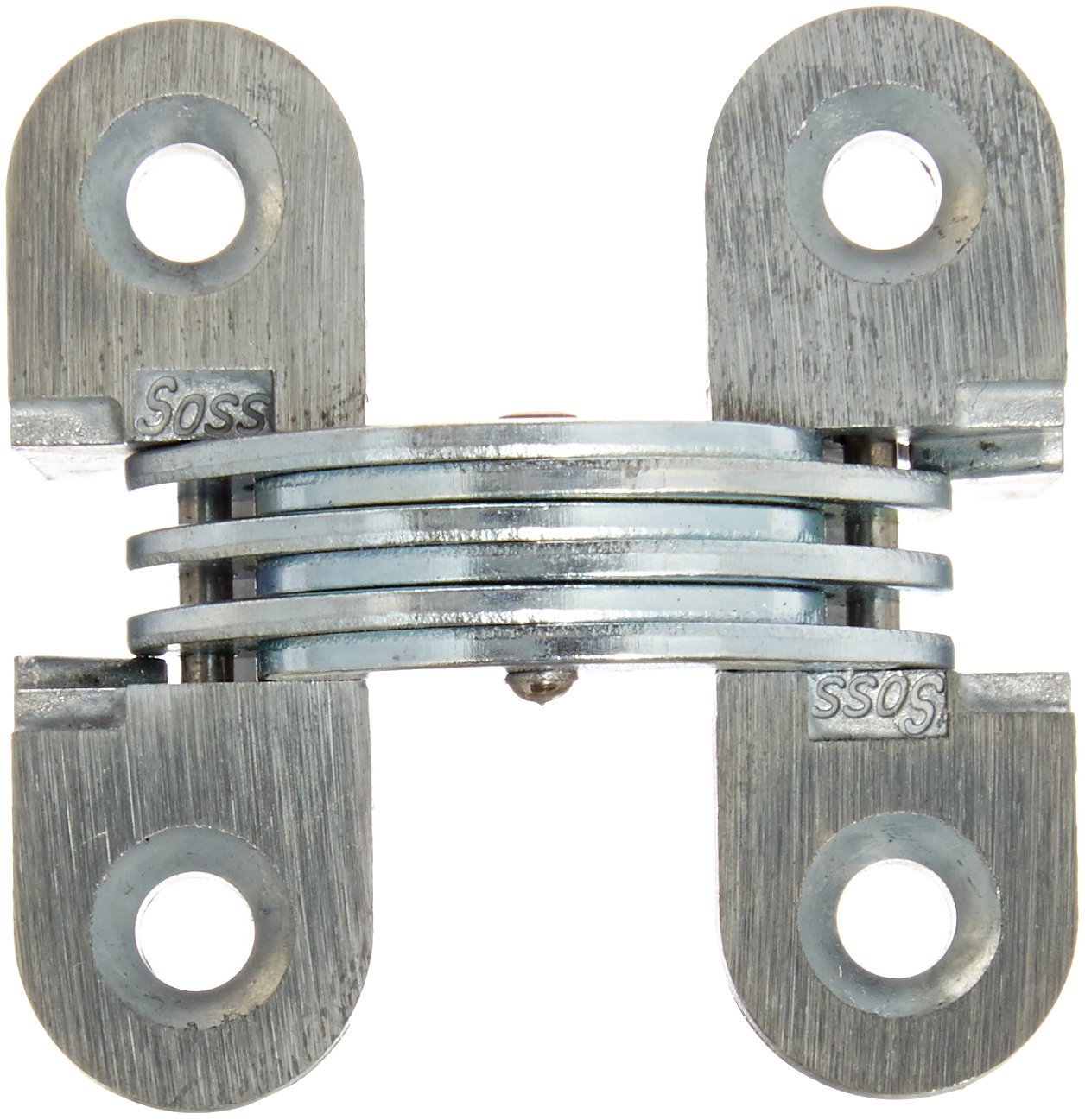 SOSS 114 Zinc Invisible Hinge with Holes for Metal Applications, Metal Cabinet Mounting Type, Unplated (Pack of 2)