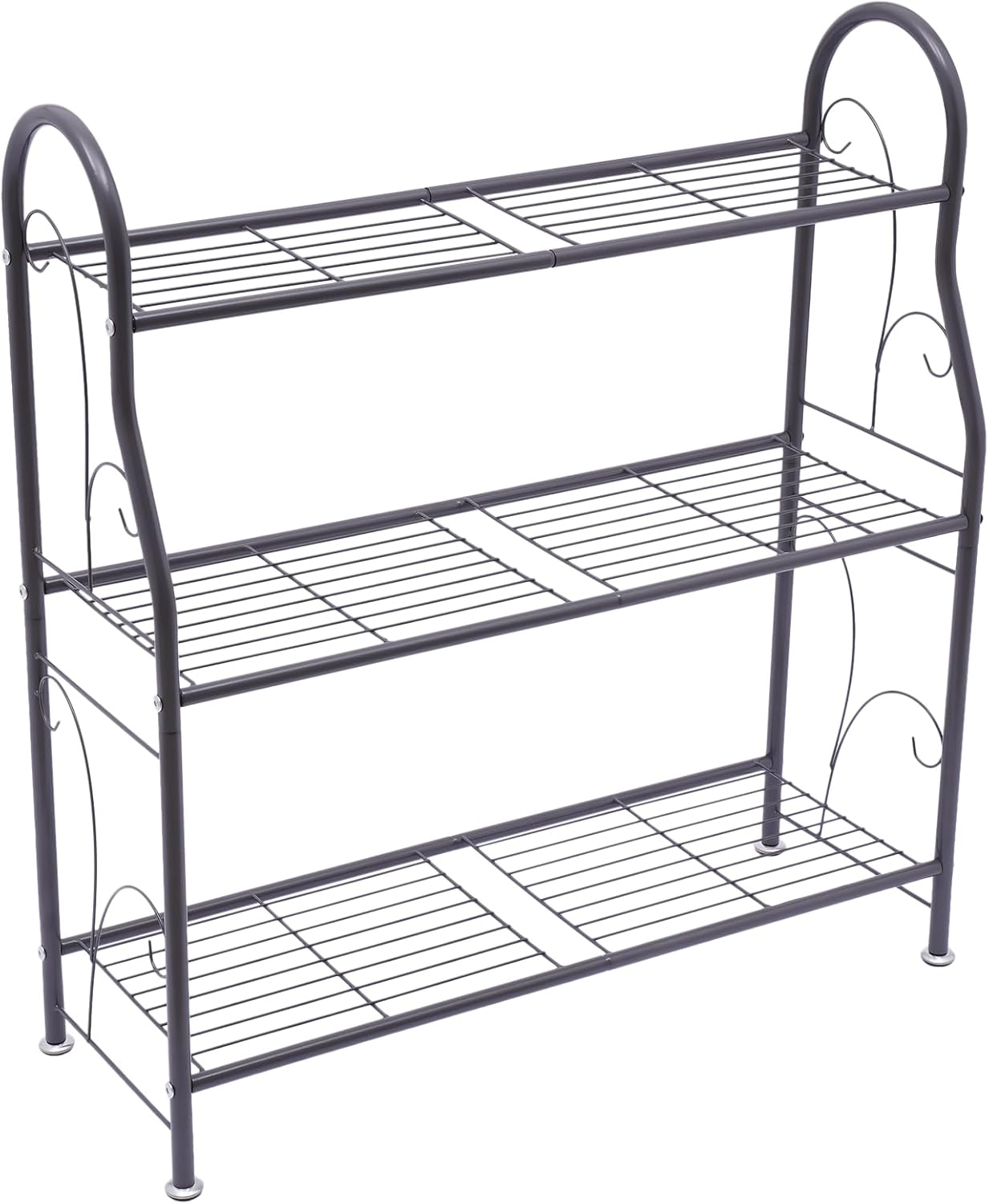 3-Tier Metal Plant Stand Waterproof, Indoor Outdoor Flower Pot Holder, Plant Display Rack Shelf, Shoe Organizer, Ladder Utility Storage Organizer Rack for Home Garden Patio Balcony