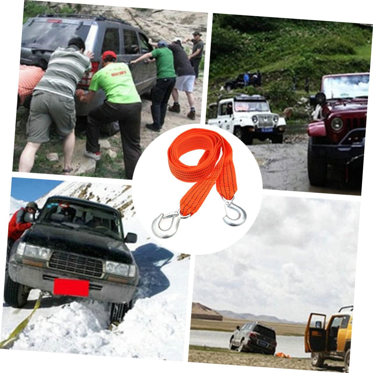 Meters Nylon Tow Rope for Car Trailers and Towing Kit for Vehicles Heavy Duty Winch Rope Hooks for Outdoor Use