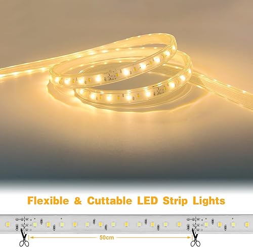 Miniatura 4 de Tira de luces LED de 65.6 pies regulables de alto brillo, resistente al frío, 110 V, cuerda de luces de CA IP67 impermeable, 3000 K4000 K6500 K, luz